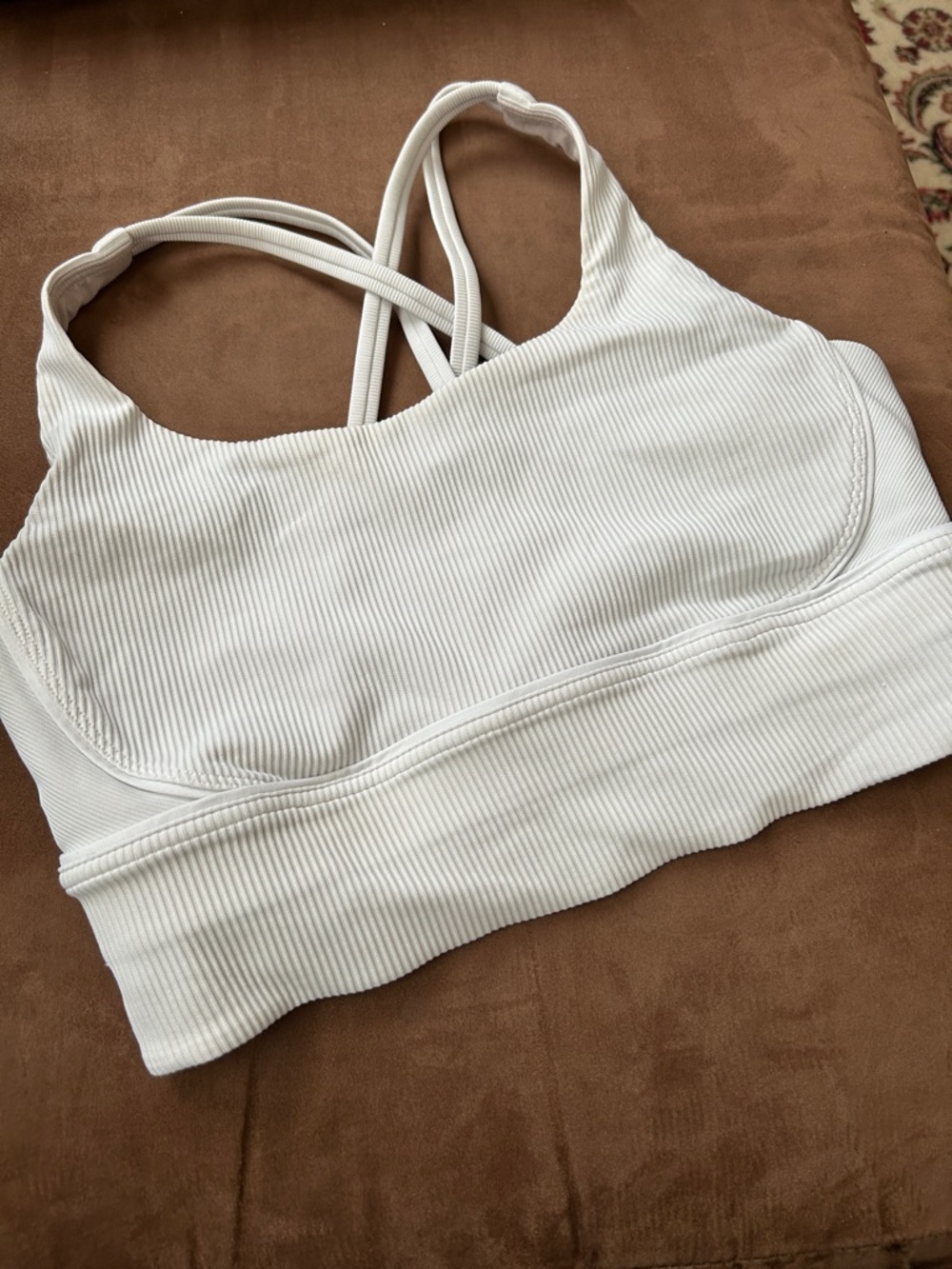 lululemon athletica White Ribbed Cross-Back Sports Bra